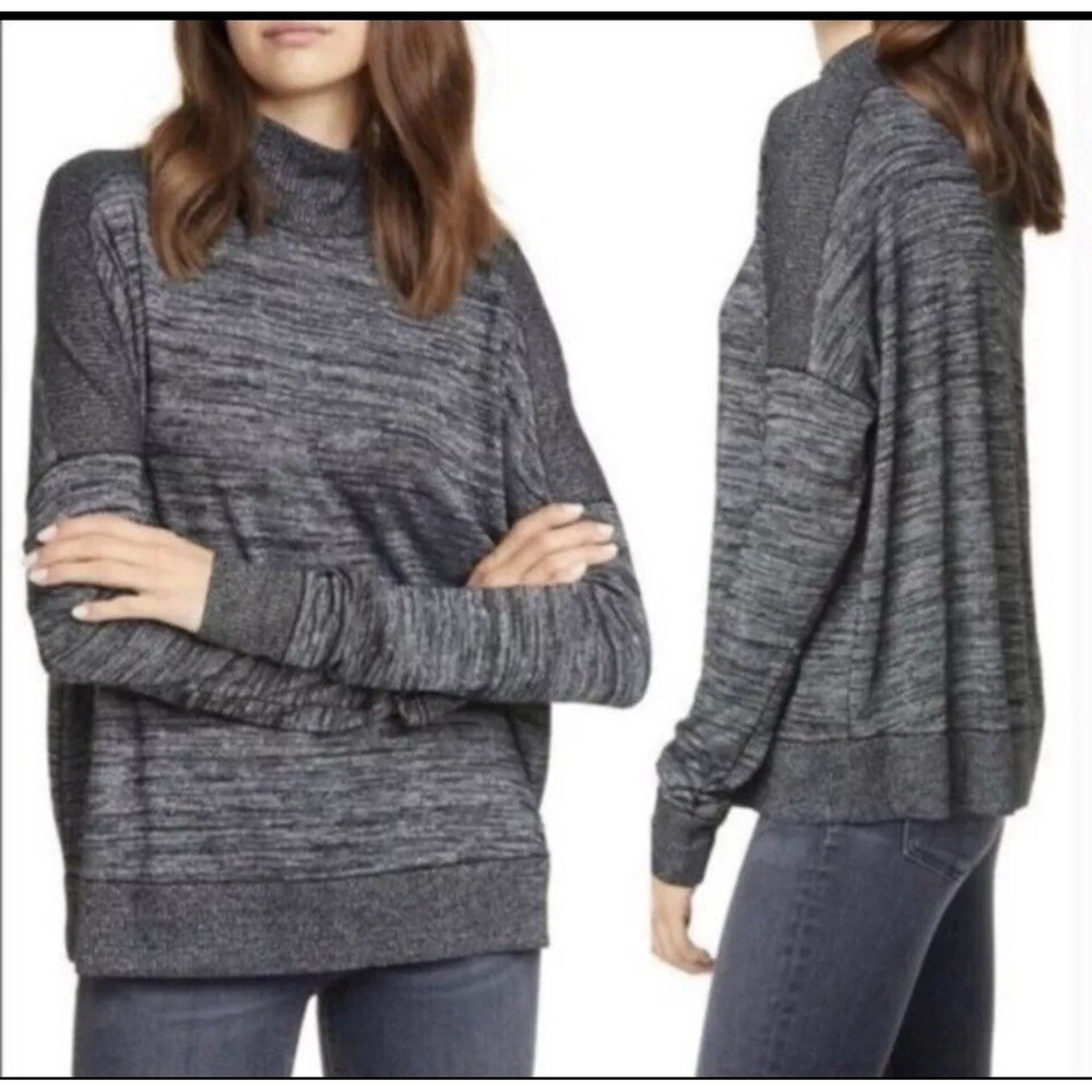 Rag & Bone Sweater Cowl Neck Black Heather Small Lagenlook Box Cut Women's‎